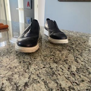 Ferragamo Navy Leather Slip-Ons